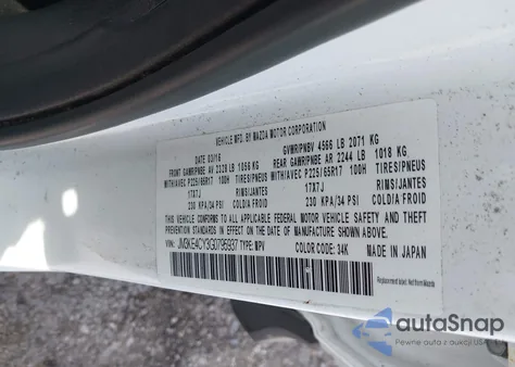 2016 Mazda Cx-5 Touring z USA, uszkodzony, nr VIN JM3KE4CY3G0795937